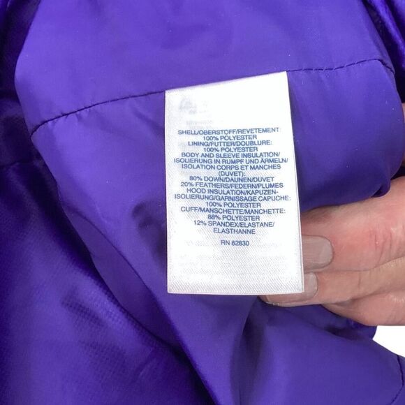 Lands End Long Down Parka Coat Women M Purple Pockets Hood Zip Up Winter - Picture 6 of 8